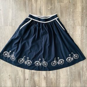 Navy Blue Bicycle Print Skirt